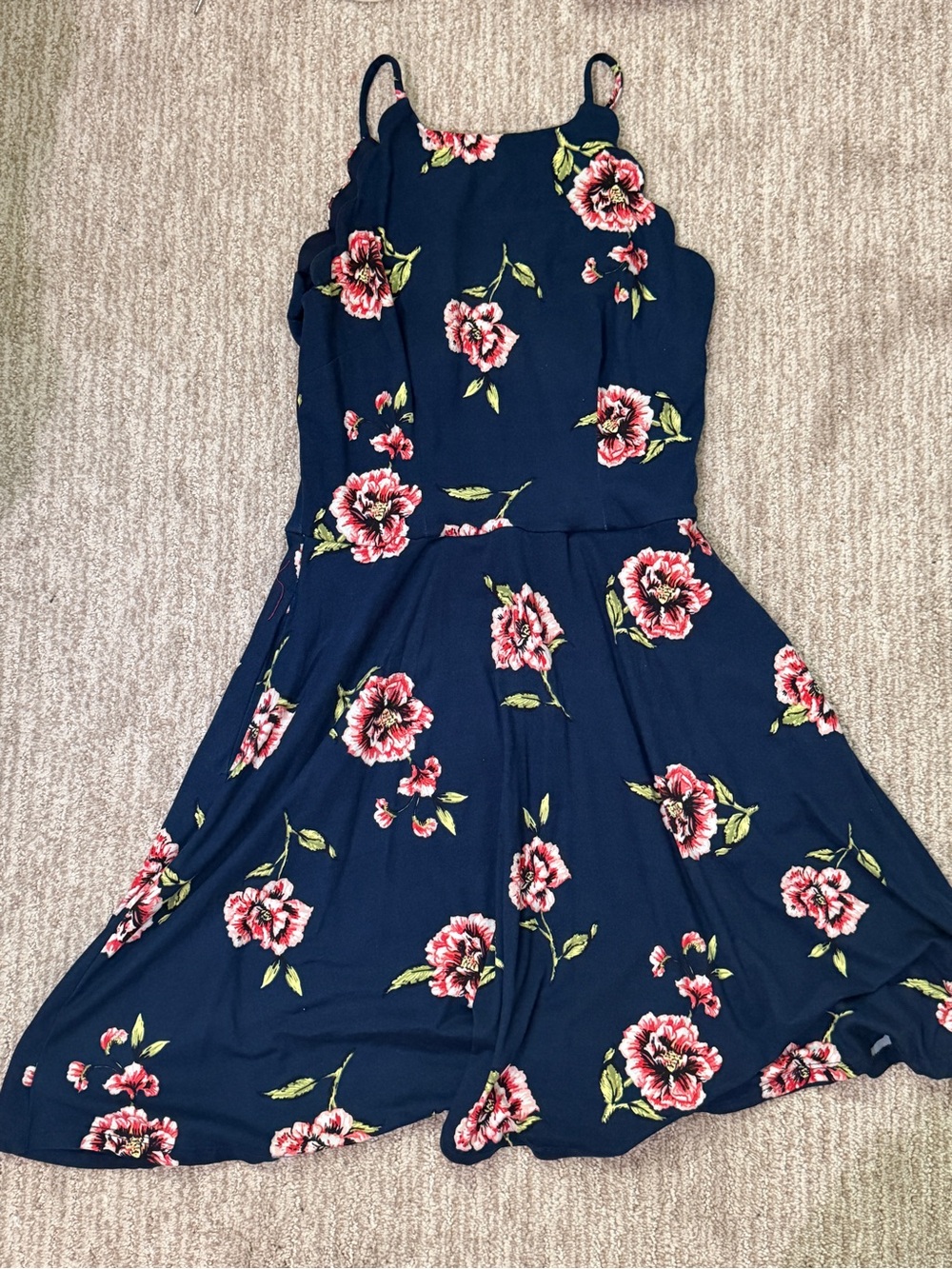 Navy Floral Halter top Mini Dress